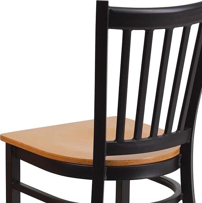 Flash Furniture HERCULES Series Black Vertical Back Metal Restaurant Chair