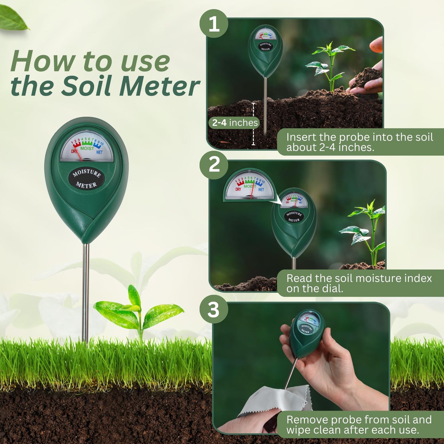 Garden Rituals - Soil Moisture Meter for Indoor Plants, Accurate Plant Soil Moisture Meter with Precision Sensors, Easy to Use, Compact and Ergonomic Design, The Ultimate Water Measurer for Plants