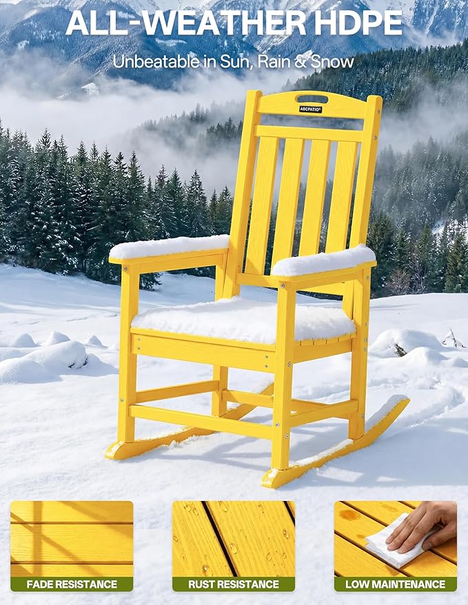 Outdoor Adirondack Rocking Chairs All-Weather HDPE Patio Rocker Chair