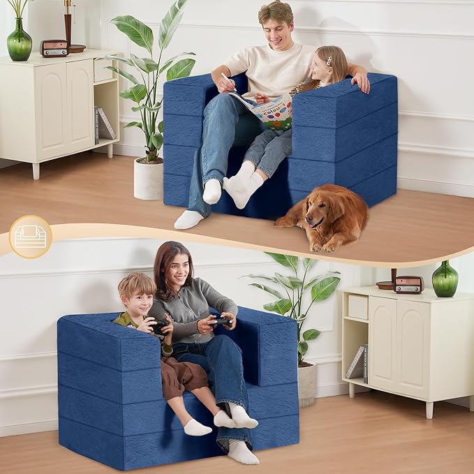 Futon Sofa Bed with Pillow, 3-in-1 Sleeper Sofa Bed with Removable Cover