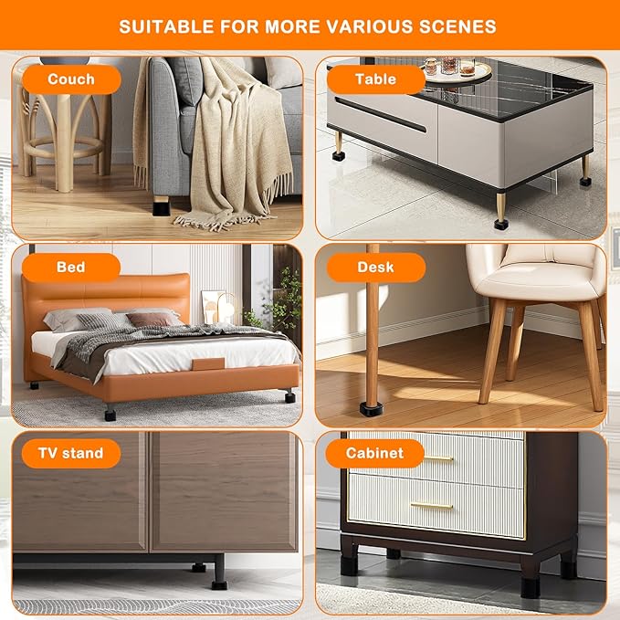 Furniture Risers Adjustable Bed Risers Heavy Duty Lifts Height 2", Square