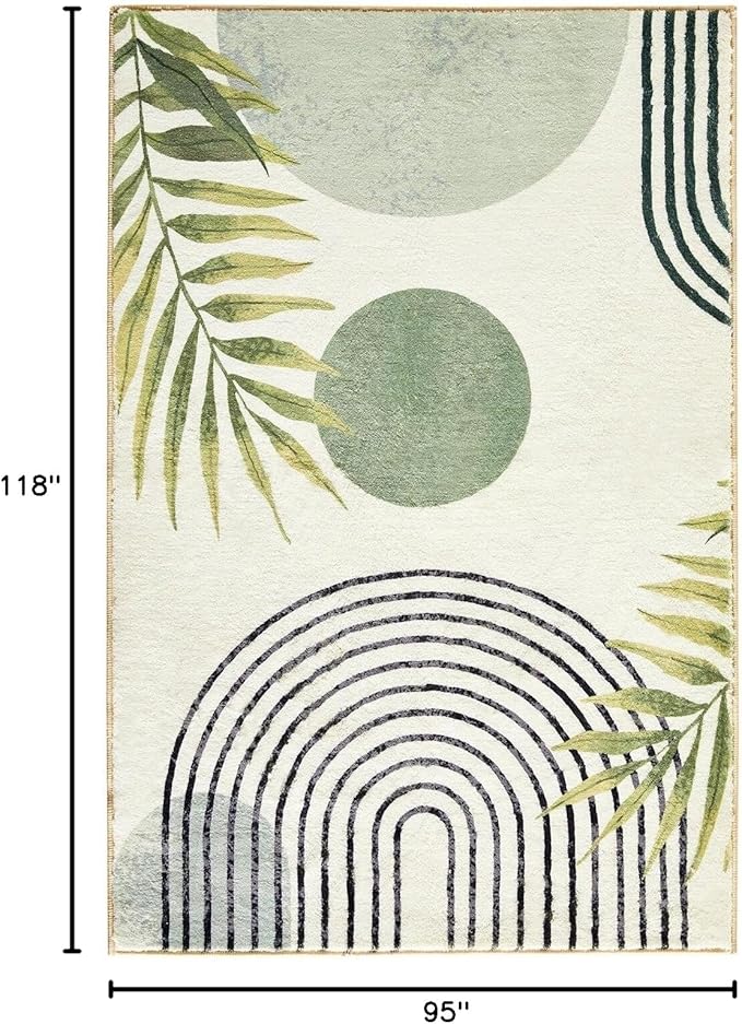 RoomTalks Mid Century Modern Washable Rug Stain Resistant, Boho Cute Aesthetic