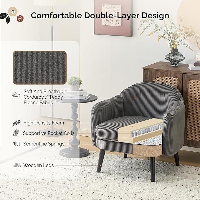 VINGLI 30.3" Wide Modern Barrel Accent Armchairs Set of 2