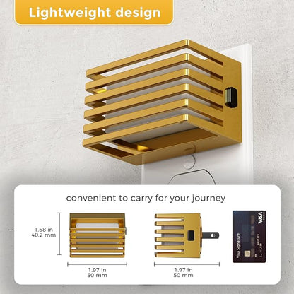 L LOHAS LED Night Lights Plug into Wall, 2 Pack Modern Night Light with Dusk to Dawn Sensor, Dimmable Plug in Night Light, Adjustable Brightness, 3000K Soft White for Bedroom Bathroom Hallway(Gold)