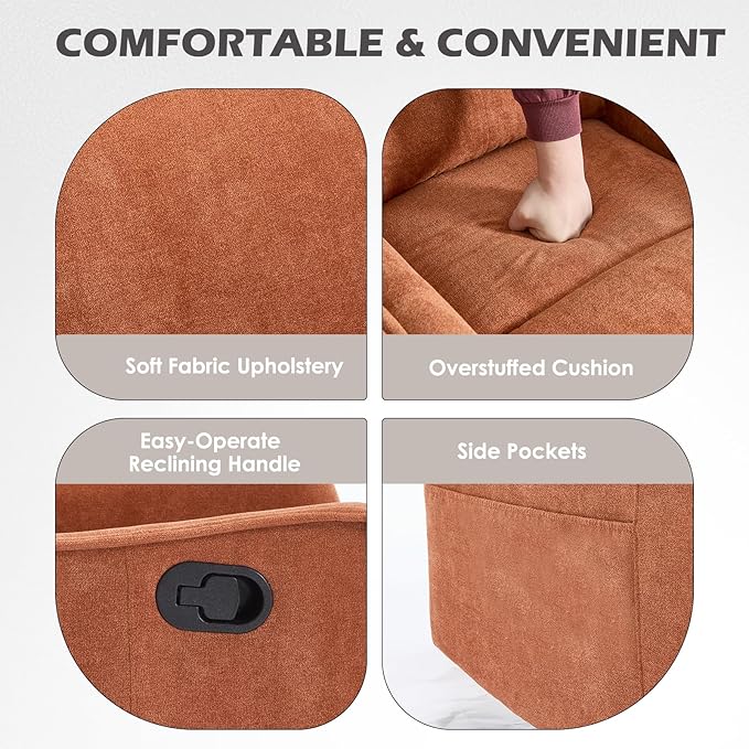 Trustyue Swivel Rocker Recliner Chair, 360° Swivel Recliner
