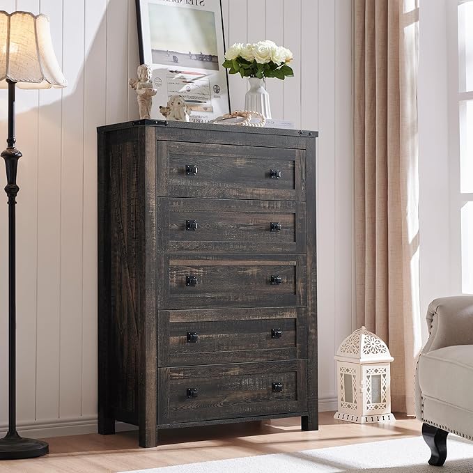 T4TREAM Farmhouse 5 Drawers Dresser Chests