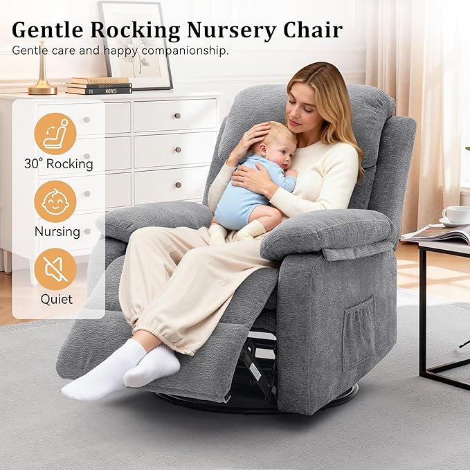 Korser Recliner Chair, 360 Swivel Rocker Chair