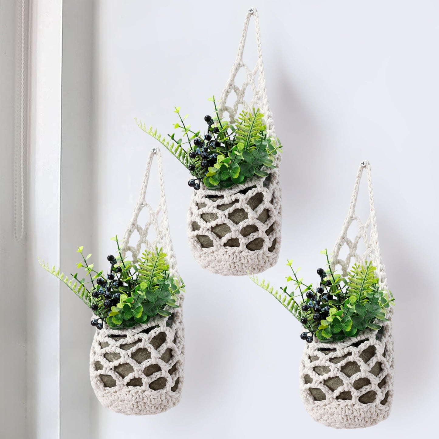 Shineloha 3 Packs Hanging Planters for Indoor Plants up to 4 in., Wall Plant Holder | Plant Hanger Indoor, Wall Planters for Indoor Plants, Hanging Plant (3PK, for 4 inch Pot)