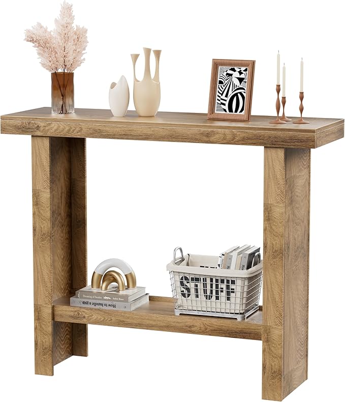 LIFECHOVY Farmhouse Wood Entryway Table Narrow Console Tables