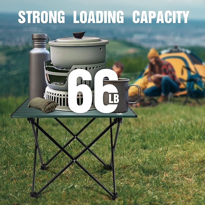 VILLEY Portable Camping Side Table, Ultralight Aluminum Folding Beach Table