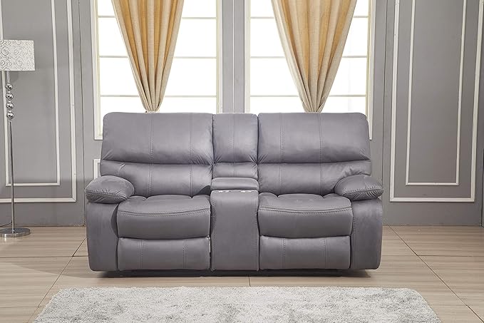 Betsy Furniture Microfiber Reclining Sofa Couch Set Living Room Set 8007