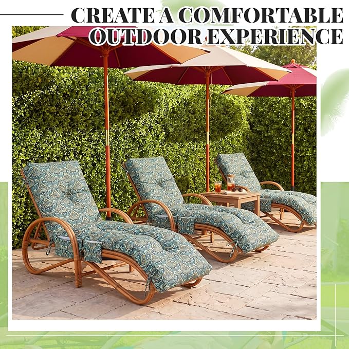 Kigley 2 Pcs Outdoor Chaise Lounge Cushions