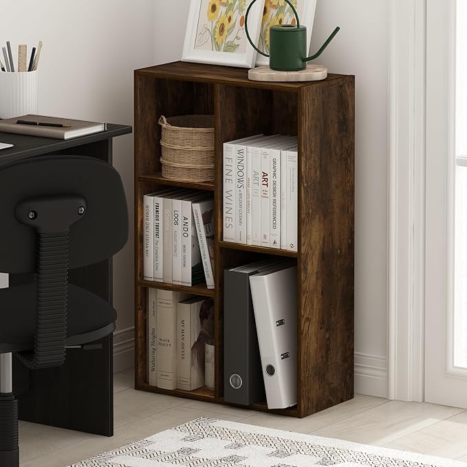 Furinno LUDER Book Shelf, 5-Cube Bookshelf, Open Storage Shelf Bookcase