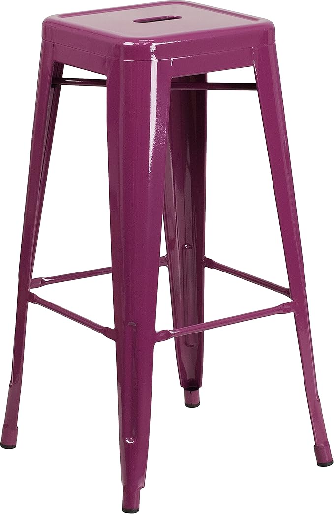 Flash Furniture Commercial Grade 30" High Backless Purple Indoor-Outdoor