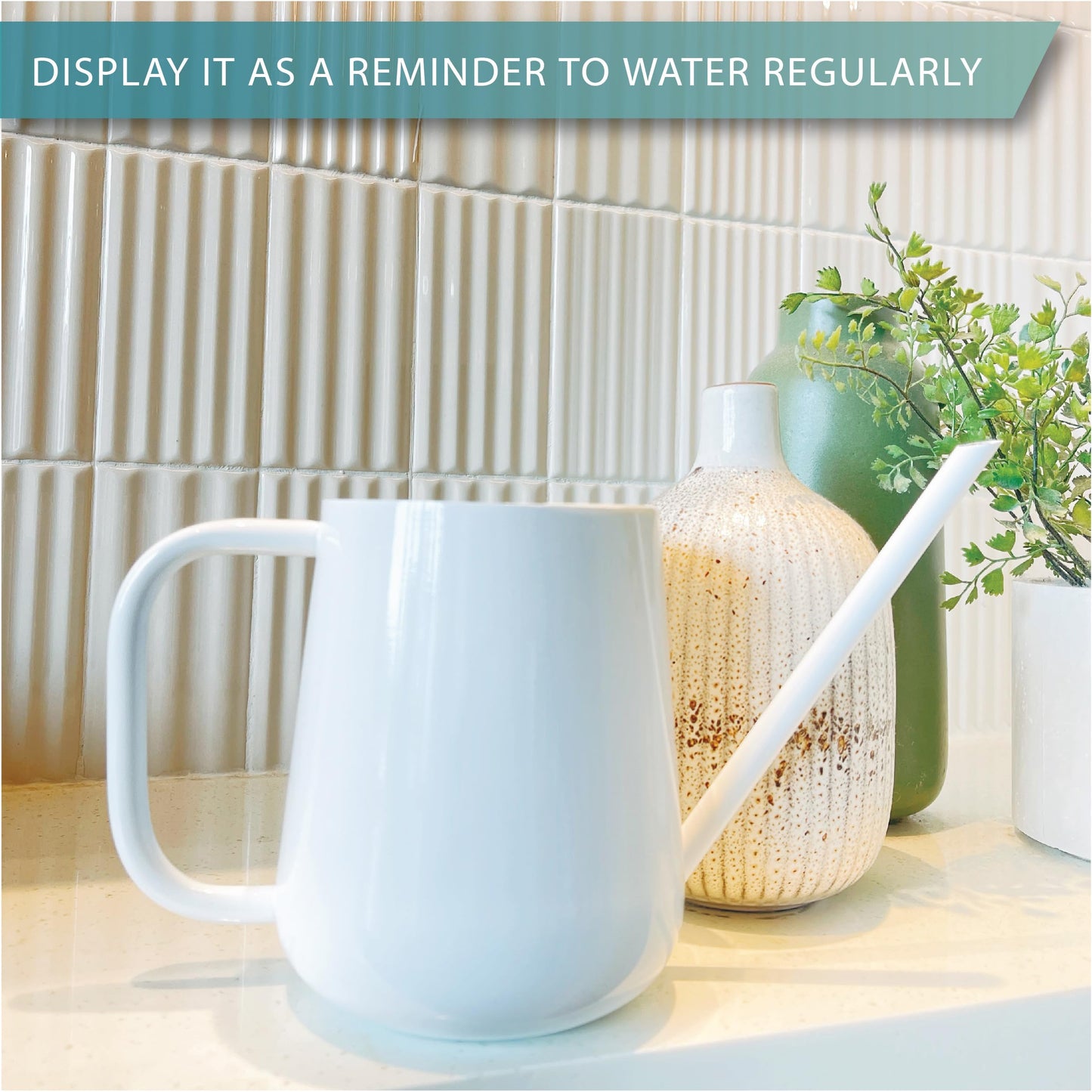 LOOPSEED Metal Watering Can for Indoor Houseplants Outdoor Garden Long Sprout Water Can for Succulents Herb Bonsai Modern Garden Tool 33.8oz/1000ml (Brilliant White)