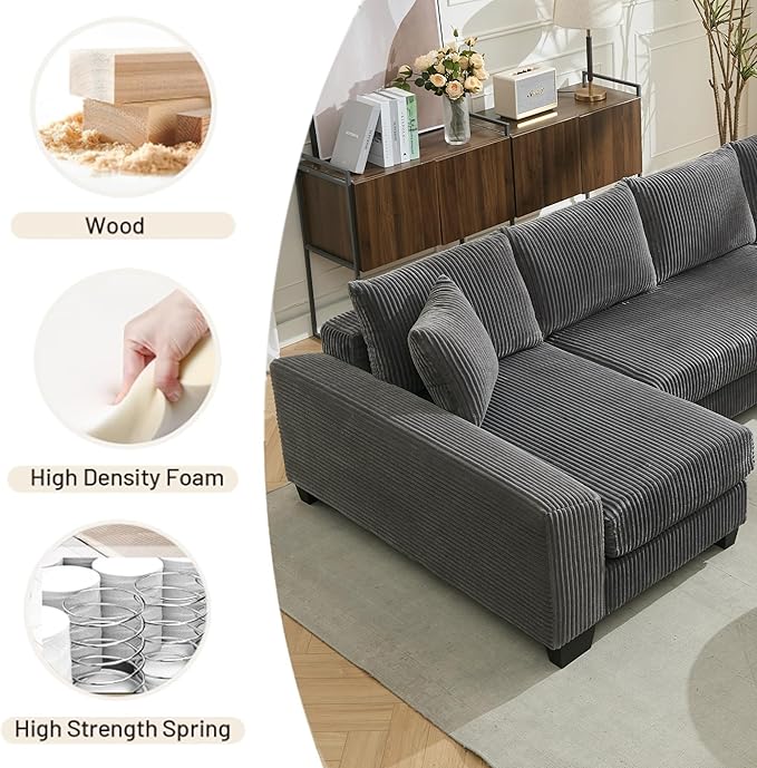 114" Sectional Couches with Pull Out Bed