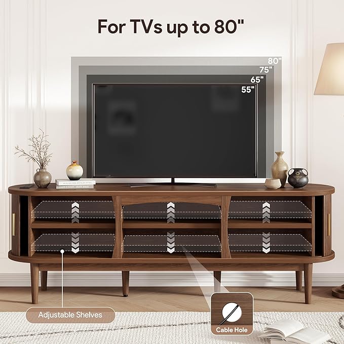 Decofy Mid Century TV Stand for TVs up to 80 Inches, Entertainment Center
