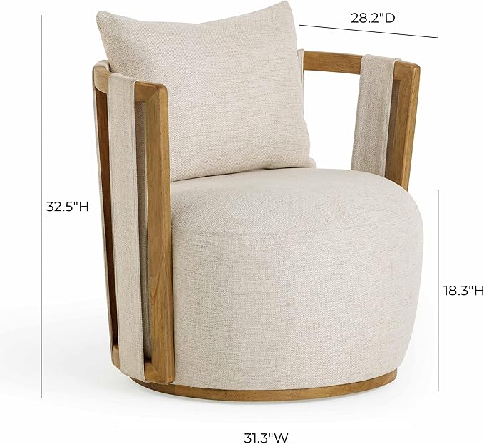 First of a Kind Swivel Chair in Cream Linen