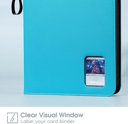 ProCase 900 Pockets Card Binder with Clear Window for Trading Cards, 9 Double Sided Pockets Cards Colletction Album Holder with Removable Sleeves for MTG, TCG, Sports Cards, Football Cards -Lightblue