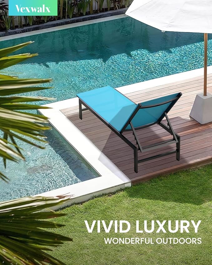 Vexwalx Outdoor Lounge Chair for Pool, Aluminum Chaise Lounge Chairs