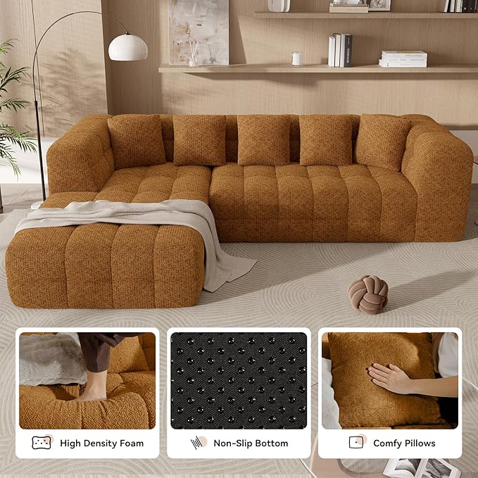 107" Boneless Couch with L