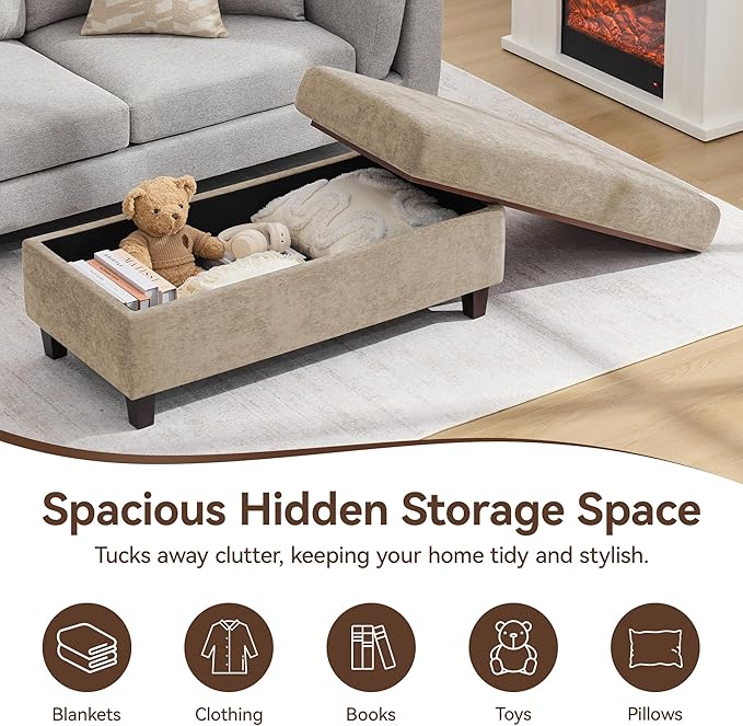 45 Inch Large Storage Ottoman Bench