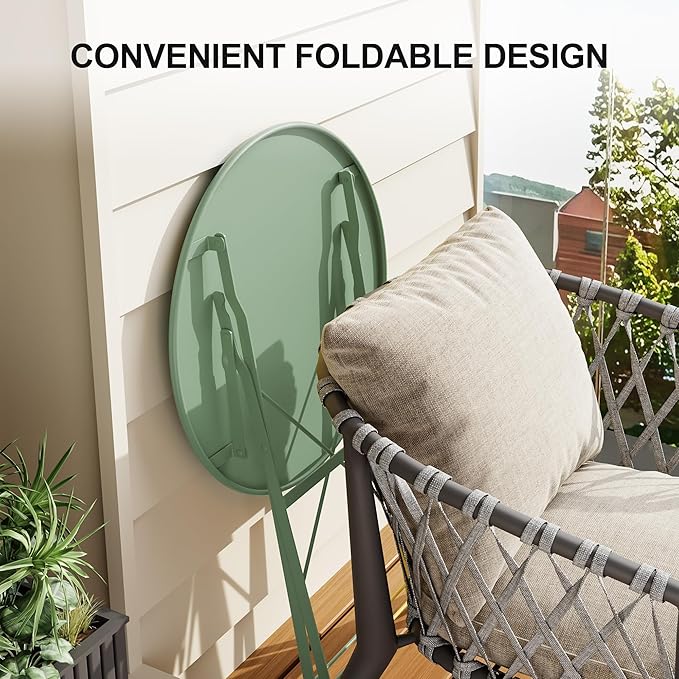 Bistro Table and Chairs Set of 2, 3 Piece Outdoor/Indoor Folding Patio Bistro