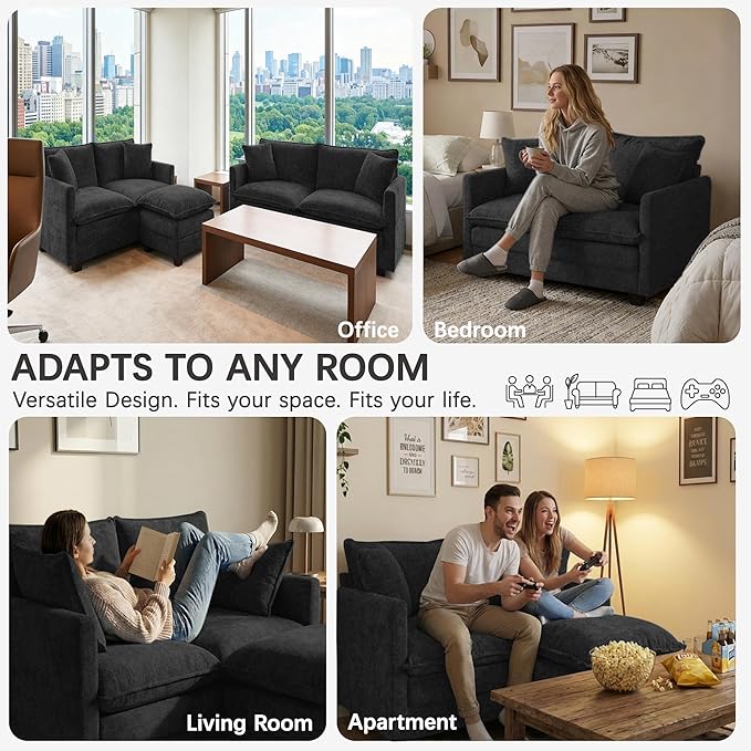 Loveseat Sofa, Comfy Chenille Small Couch