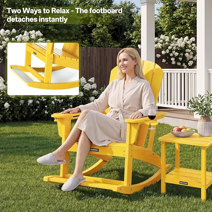 Outdoor Oversized Adirondack Rocking Chairs, All Weather HDPE Patio Rocking