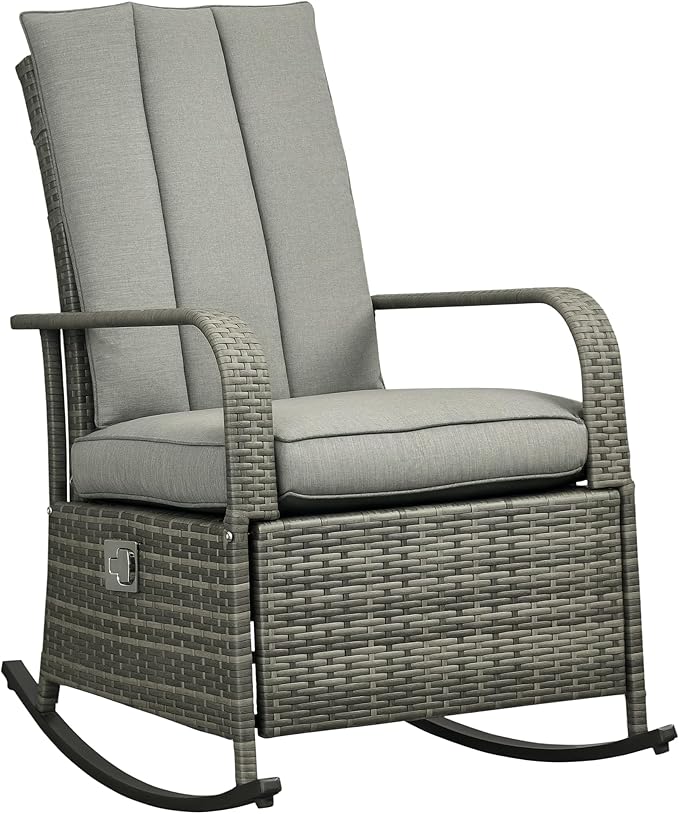 Outsunny Wicker Outdoor Rocking Chair, Patio Recliner