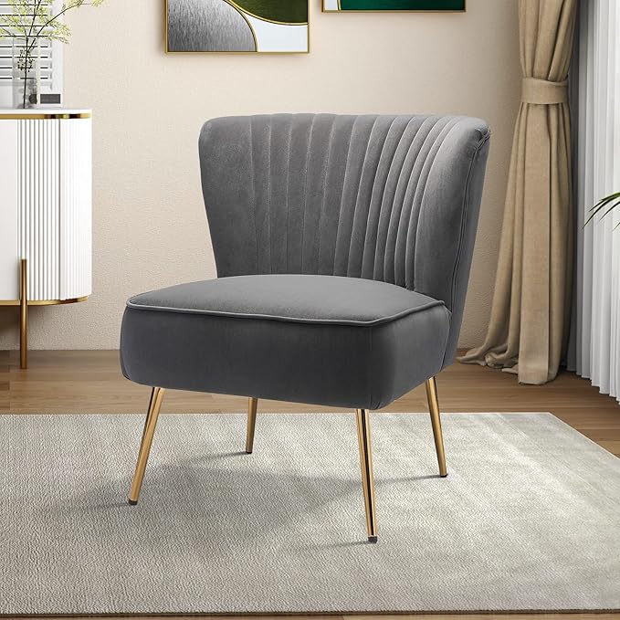 HULALA HOME Velvet Accent Chair, Modern Upholstered Cute Side Chair