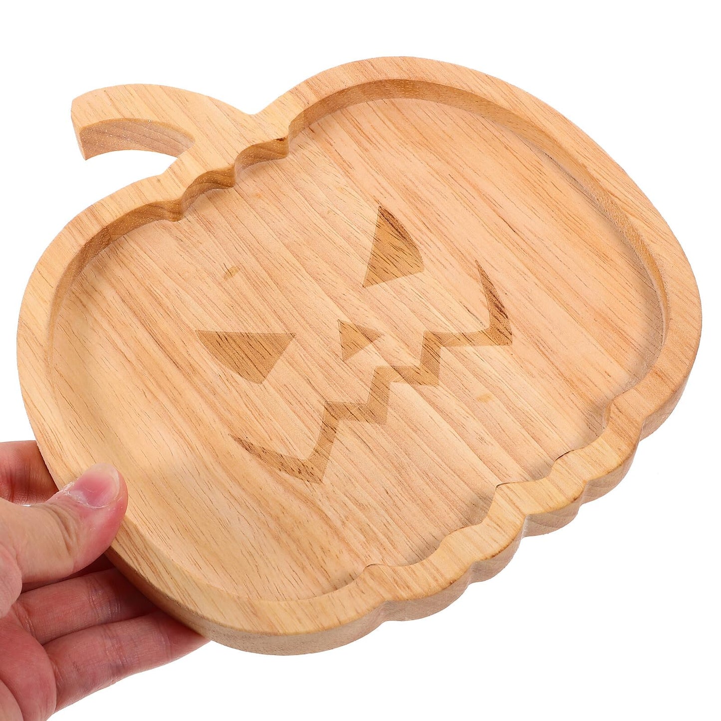 MAGICLULU Pumpkin Snack Plate Wooden Serving Platter Multipurpose Snack Container for Halloween Household Tea and Breakfast Storage Tray