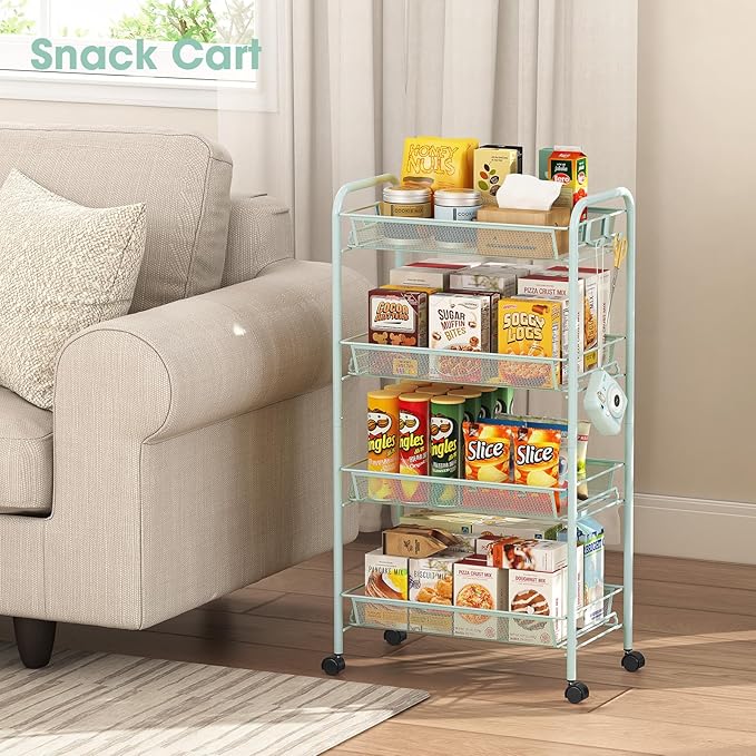TOOLF 4-Tier Rolling Cart, Metal Utility Cart