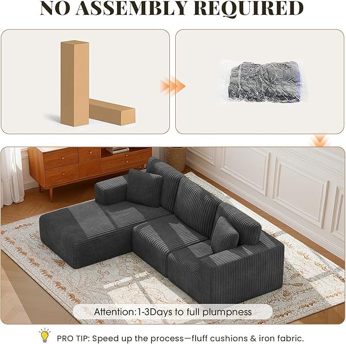 GRUSIGN 107'' Cloud Sectional Boneless Couches