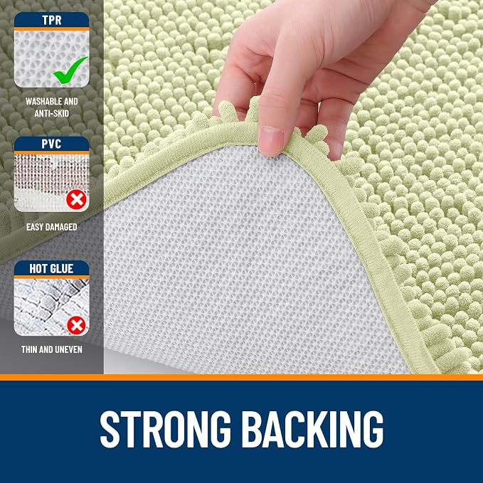 OLANLY Large Bathroom Rugs 44x32, Extra Soft Absorbent Chenille Bath Rugs, Rubber Backing Quick Dry, Machine Washable Bath Mats for Bathroom Floor, Tub and Shower, Home Decor Accessories, Vanilla