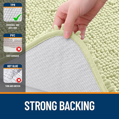OLANLY Bathroom Runner Rugs 47x20, Soft Absorbent Chenille Bath Rugs, Rubber Backing Quick Dry, Machine Washable Long Bath Mats for Bathroom Floor, Tub and Shower, Home Decor Accessories, Vanilla