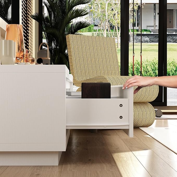 AGOTENI Expandable TV Stand Media Console Table, Modern Entertainment Center