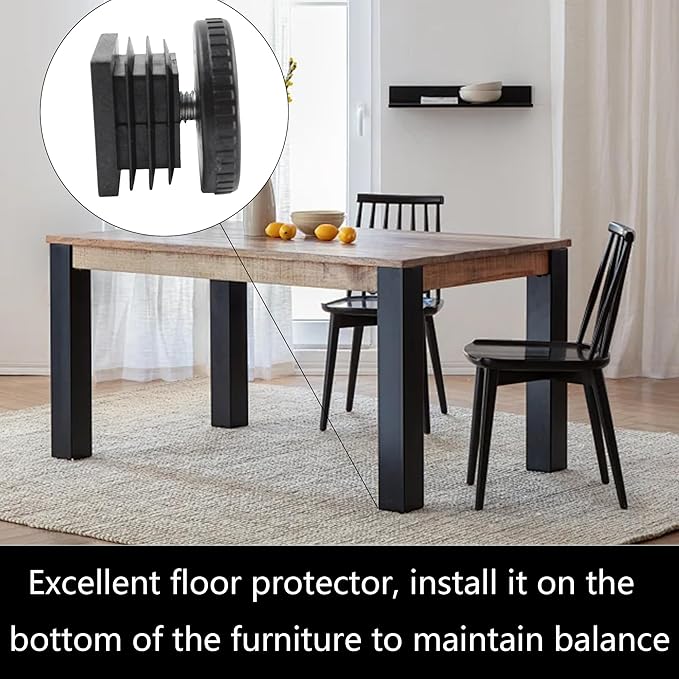 8Pcs Adjustable Leveling Feet, Square Insert Kit, Furniture Glide Leveler