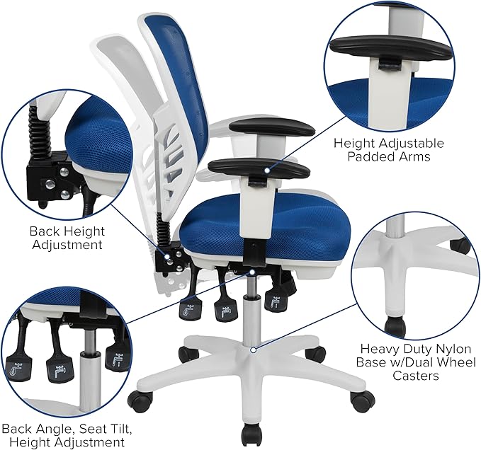 Flash Furniture Nicholas Mid-Back Blue Mesh Multifunction Executive Swivel