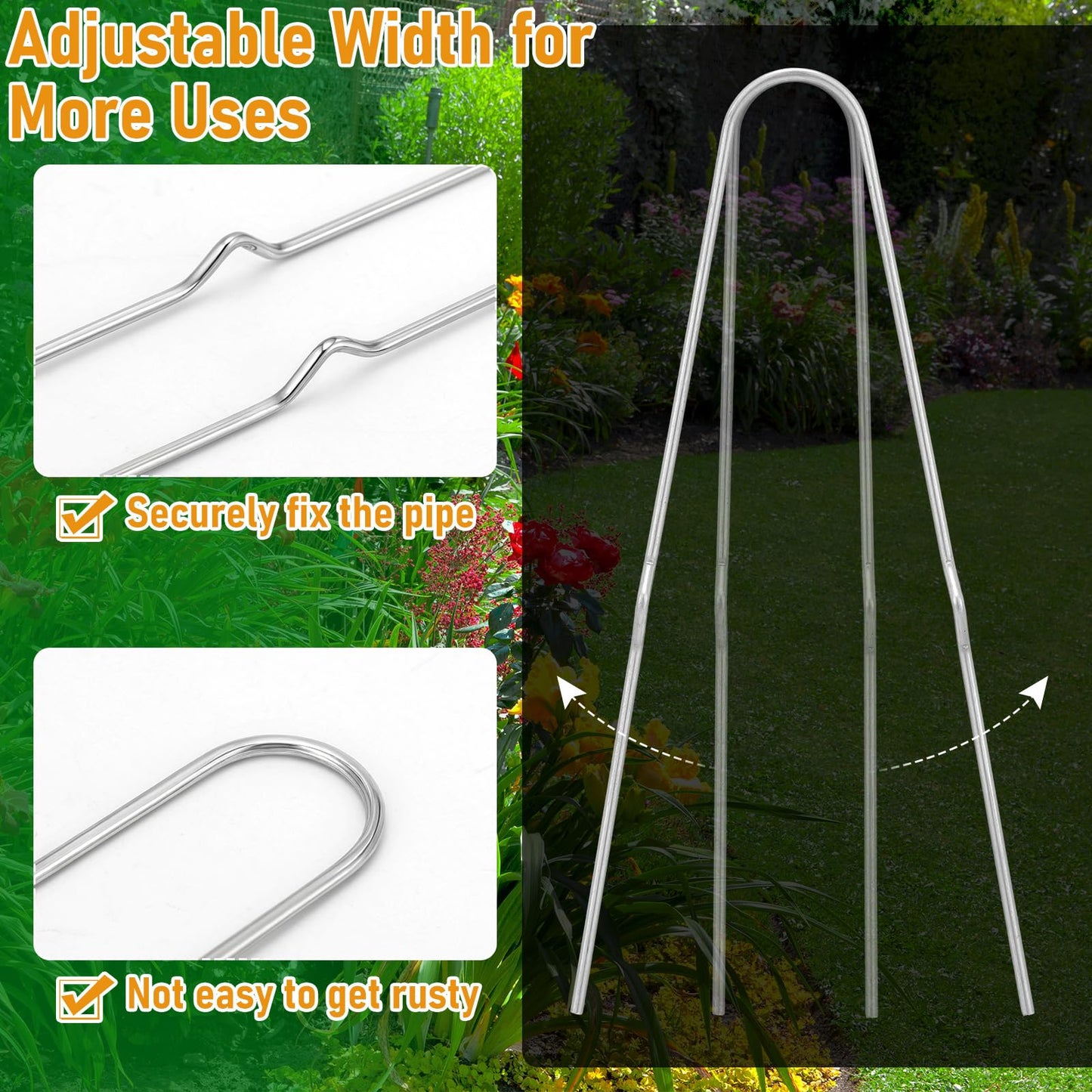Yaocom 100 Pcs 6 Inch Drip Irrigation Stakes Curved Garden Hose Stakes Metal U Shape Soaker Hose Irrigation Tubing Parts Staples for Ground, Hold Drip Tubing up to 1/2" 5/8'' Diameter