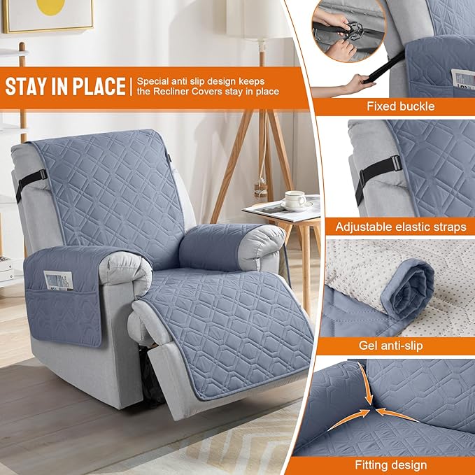 VANSOFY 100% Waterproof Recliner Chair Covers, Recliner Cover Non-Slip Dog