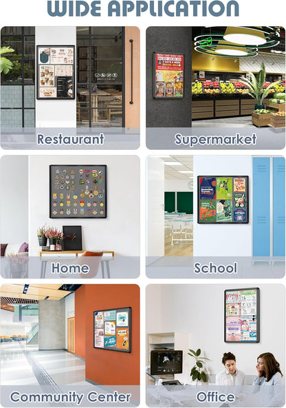 Enclosed Bulletin Board Lockable Display Case Message Board with Locking Door for Indoor, Grey Felt, Black Aluminum Frame, 26 X 20 in