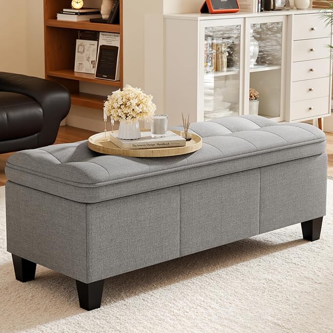 YESHOMY 47 Inches Ottoman with Storage, Storage Bench with Legs, Ottomans