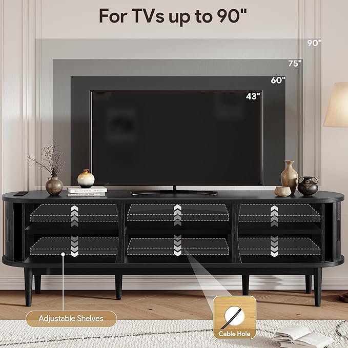 Decofy Mid Century TV Stand for TVs up to 90 Inches, Entertainment Center