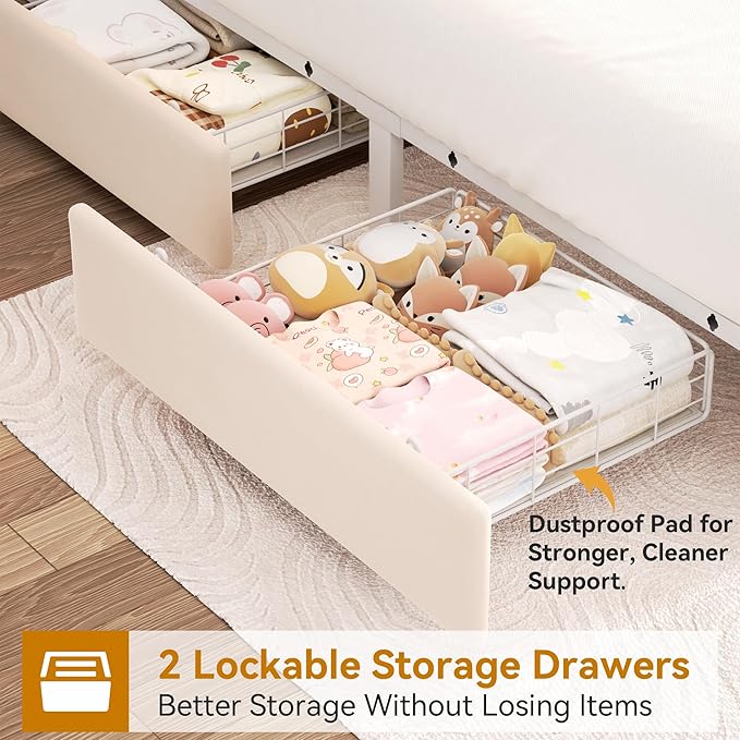Full Upholstered LED Bed Frame