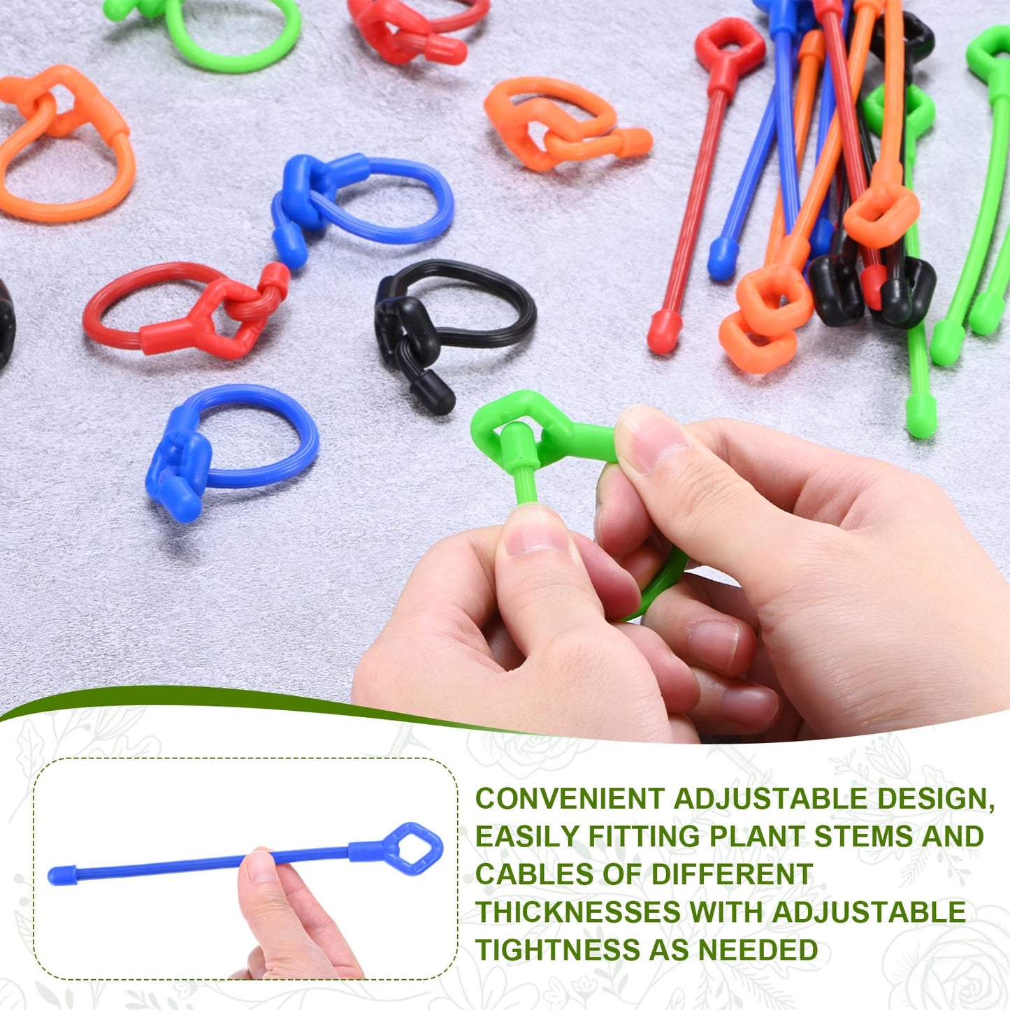 M METERXITY 12-Pack Adjustable Plant Ties, 3inch/7.62cm Silicone Flexible Multi-Function Sturdy Garden Twist Tie for Plant Support/Tree/Shrub/Vine, Reusable Support Twine [Blue]
