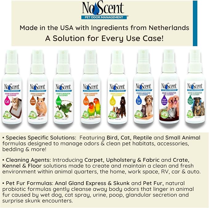 No Scent Pet Fur Odor Spray & Rinseless Cleaner for Dog, Cat, Hamster, Small Animal & Furry Pets (8 Fl Oz / 237 mL)