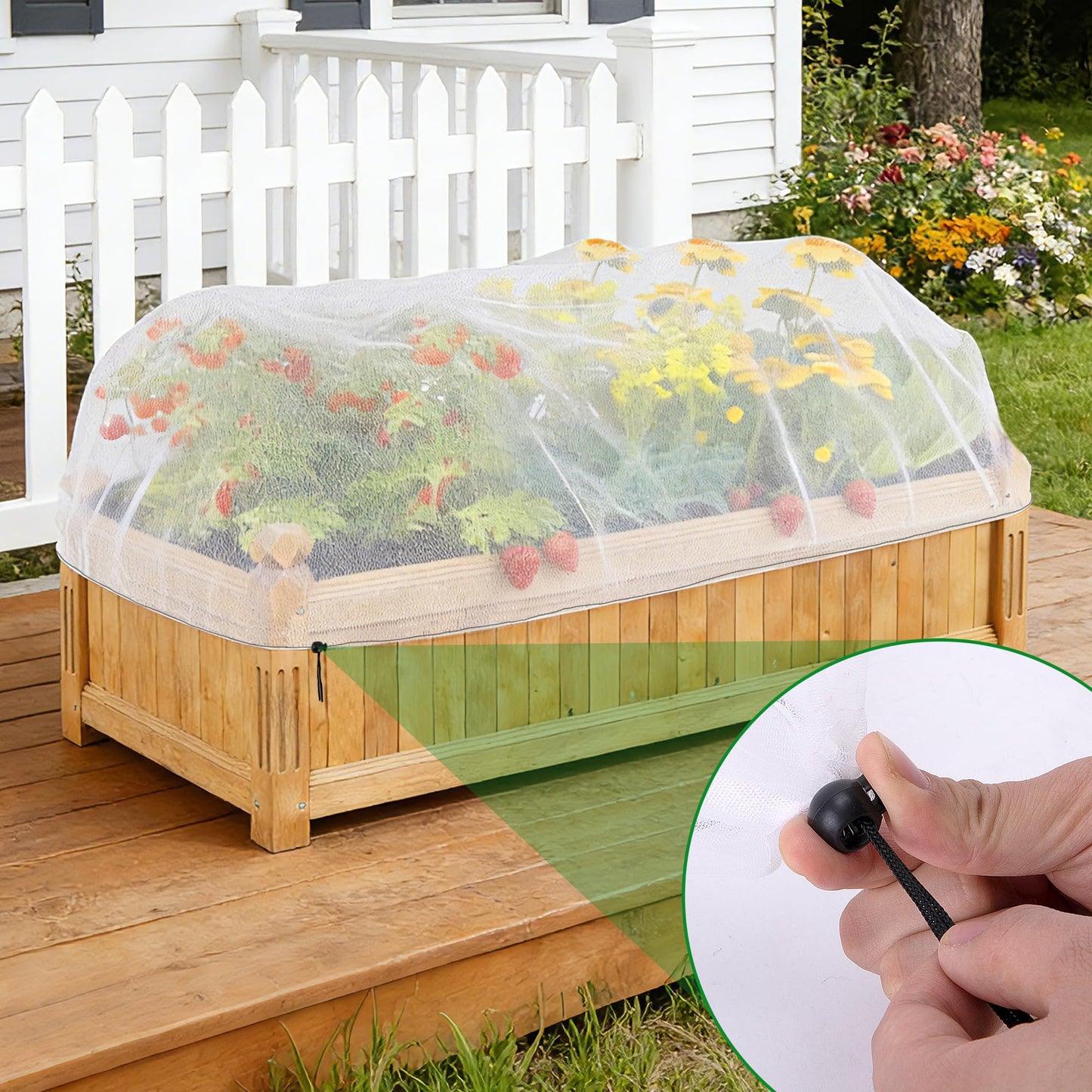 2 Pack Garden Netting for Raised Beds, 37.4" x 19.6" x 19.6" Garden Bed Insect Bird Netting Cover, Raised Garden Bed Plant Cover Mesh Pest Barrier Screen for Protecting Vegetables Fruits Flowers
