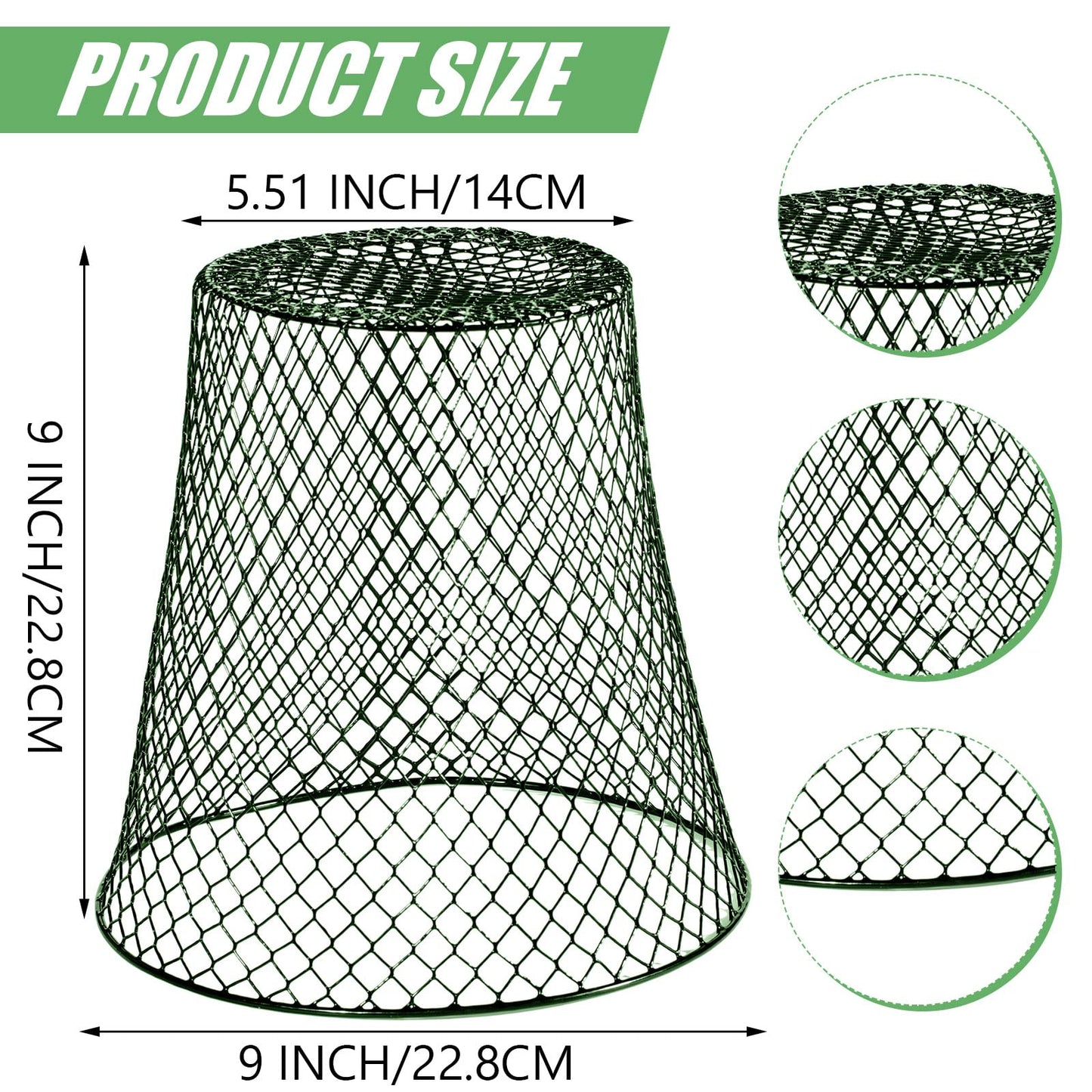 10 Pieces Chicken Wire Plant Covers Wire Garden Cloches Chicken Wire Cloche Plant Protector Metal Heavy Duty Garden Plant Cloche for Keeping Bunnies Chicken Squirrels Birds Other Out(9×9in) (Green)