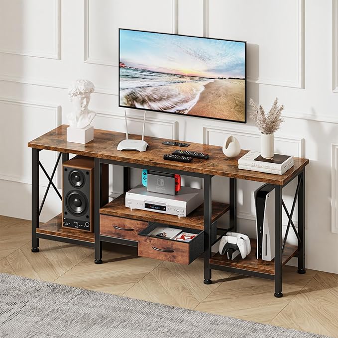 DUMOS 55” TV Stand with Power Outlets, Entertainment Center